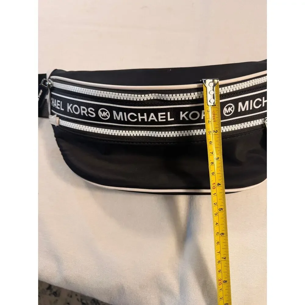 Michael Kors Kenly Medium Logo Tape Nylon Belt Bag Black